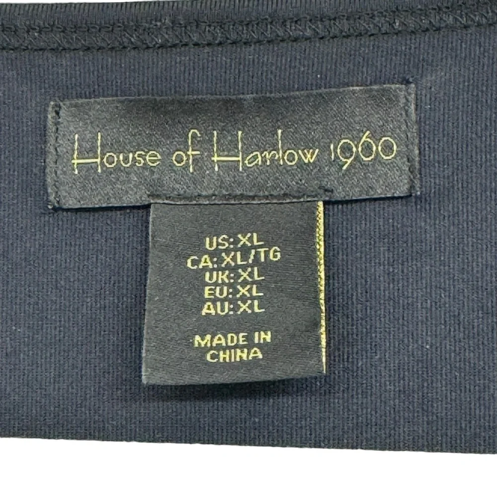 *House of Harlow 1960 Size XL Black Nylon/Elastane Square Neck Thong Bodysuit